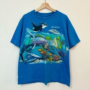 VTG Sea World Aquatic Underwater Scene 90s Y2K Single Stitch Graphic Tee